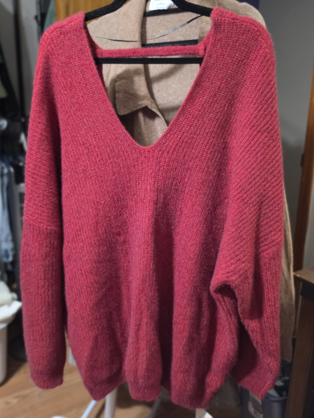 BloomChic Deep Raspberry V-Neck Sweater